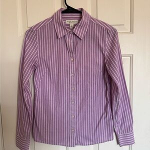 Banana Republic Lavender and White Striped Button-Up Blouse